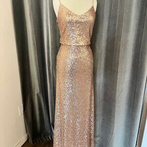 Jenny Yoo Jules Sequins Dress - Rose Gold - Size 10